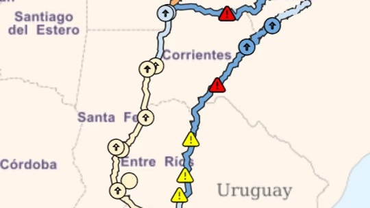 Condición hídrica de los principales cursos de la Cuenca del Plata en territorio Argentino Foto: Agencia NA (INA).