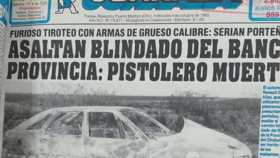 Tapa del diario jornada con el asalto al blindado.