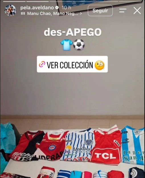 Aveldaño, que jugó junto a Rodrigo De Paul y Scaloni, dejó el fútbol y vende su histórica colección de camisetas.