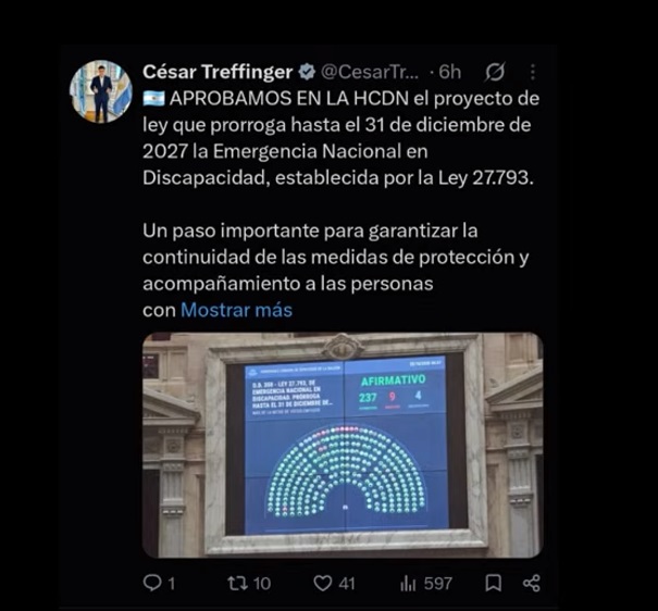 El tuit que borró Treffinger. Otro papelón y van...