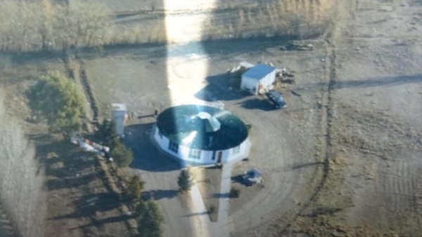 Vista aérea de la "redonda", que en realidad era octogonal como los gajos de una pelota.