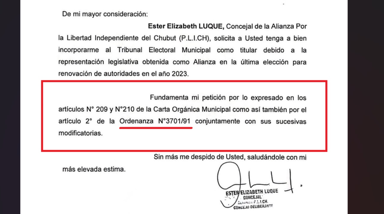 Confusión. Facsímil de la nota de Luque al Concejo.