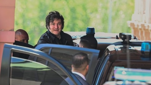 El presidente Javier Milei llega a Casa Rosada. Foto: Agencia Noticias Argentinas.
