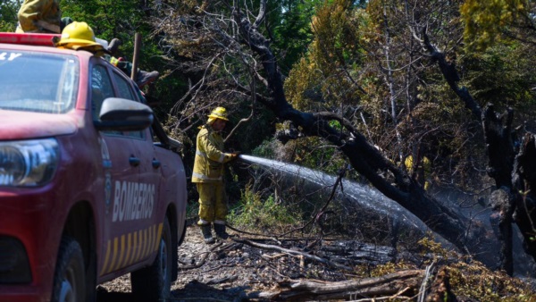 Bomberos operando en el lugar.