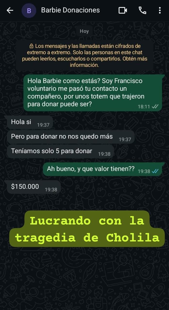Uno de los chats de los falsos voluntarios.