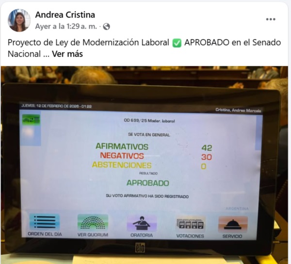 La senadora Cristina celebró orgullosa en redes sociales. Al menos, aprendió a usar el sistema de votación.