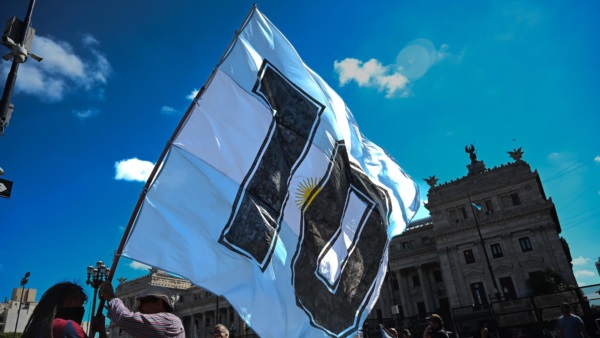 Marcha en la zona del Congreso.