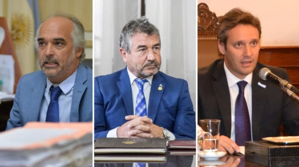 Izquierda: fiscal federal Ignacio Candioti / medio: ministro  Néstor Roncaglia / derecha: juez federal Leandro Ríos. 