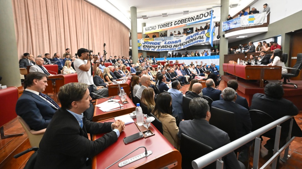 Diputados escuchando el discurso de Torres.