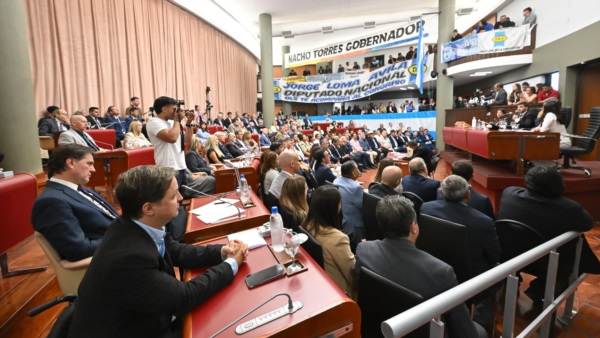 Diputados escuchando el discurso de Torres.
