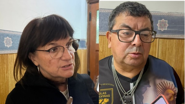 Liliana Peralta, Secretaria de Cultura y Víctor Contreras, presidente del Centro de Veteranos de Guerra.