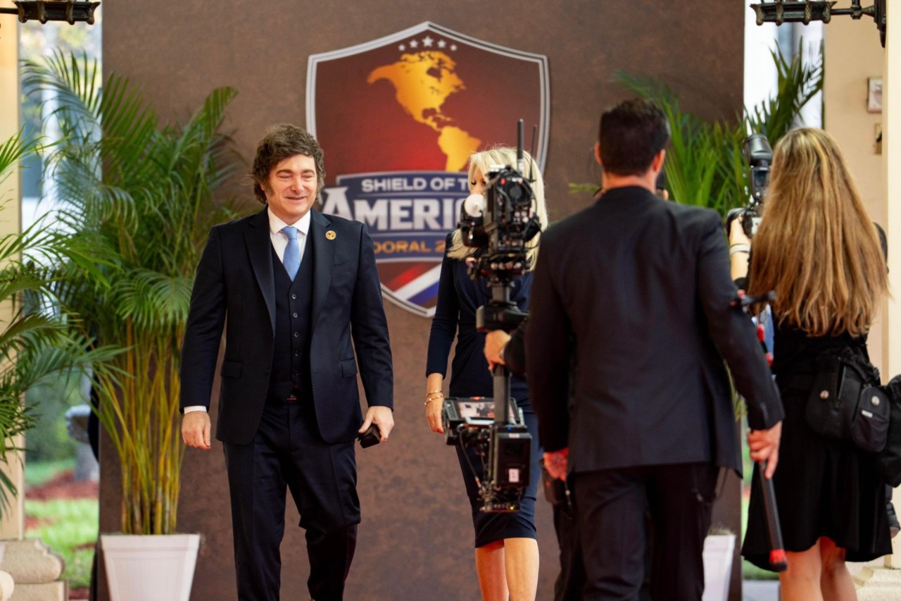 En un cumpleaños. Milei en la Cumbre “Shield of the Americas”, organizada por Trump en Miami.