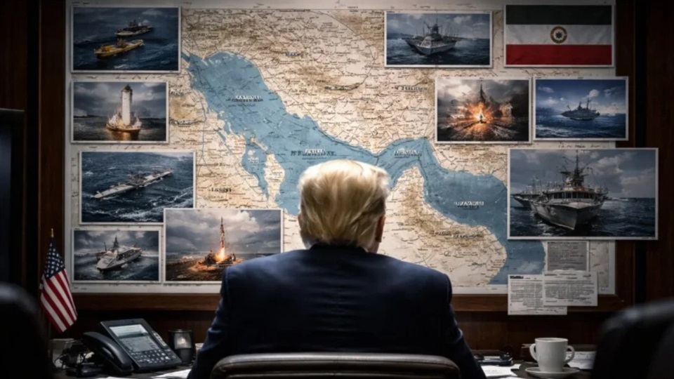 Donald Trump concentrado en un mapa. Foto: Agencia Noticias Argentinas (Newsweek Argentina).