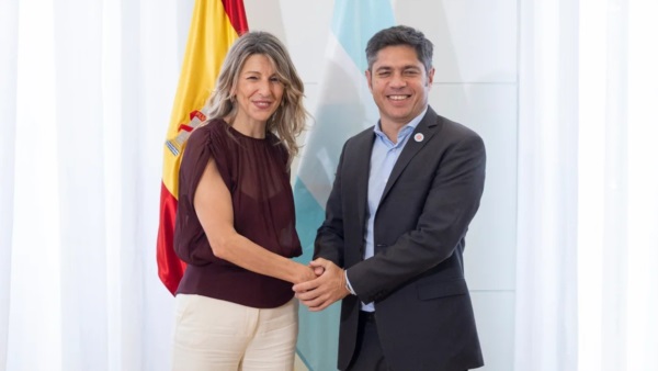 Kicillof se reunió con Yolanda Díaz en Madrid (Foto Agencia NA/@Kicillofok)