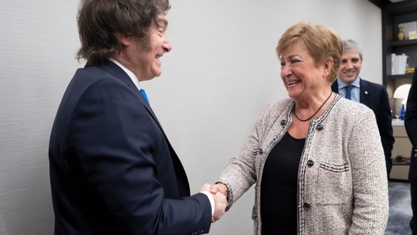 Javier Milei y Kristalina Georgieva. Foto: Agencia NA / Redes (@KGeogieva).