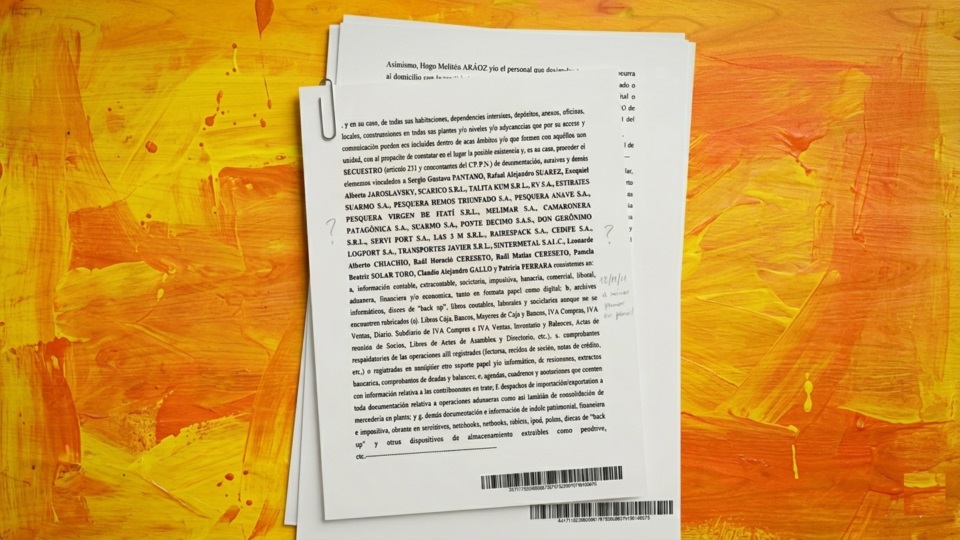 Facsímil de la orden de allanamiento firmada por el juez Yadarola.