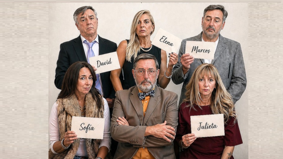 Elenco del Grupo El Patio, protagonistas de la obra teatral "El Péndulo Roto". 