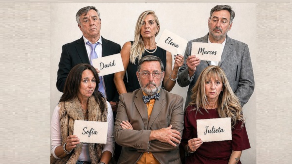 Elenco del Grupo El Patio, protagonistas de la obra teatral "El Péndulo Roto". 