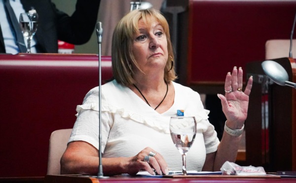 "Fui yo", parece decir Cavagnini, la nueva "jefa de seguridad" de la Legislatura.