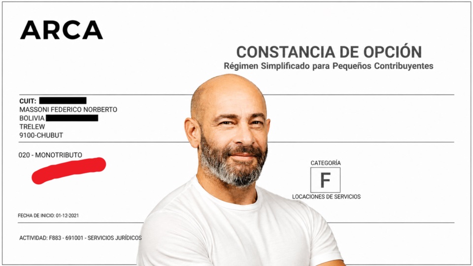 Massoni, monotributista Categoría "F".