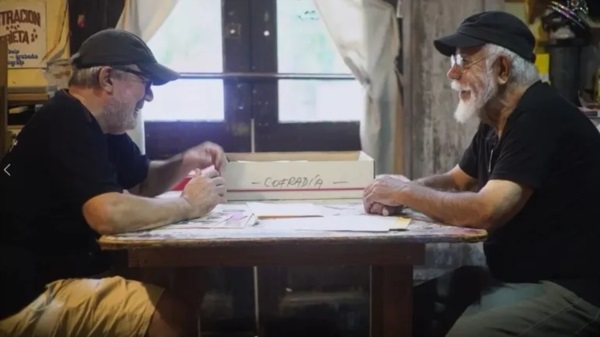 Oscar Jalil y Rocambole, durante la grabación del film.