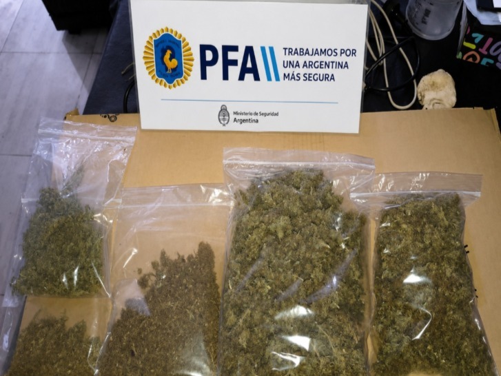 Más de medio kilo de marihuana incautada.