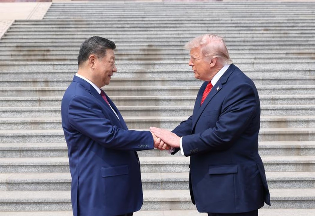 El saludo de Xi Jinping a Trump en mayo, cuando el presidente de los Estados Unidos visitó China.