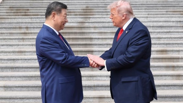 El saludo de Xi Jinping a Trump en mayo, cuando el presidente de los Estados Unidos visitó China.