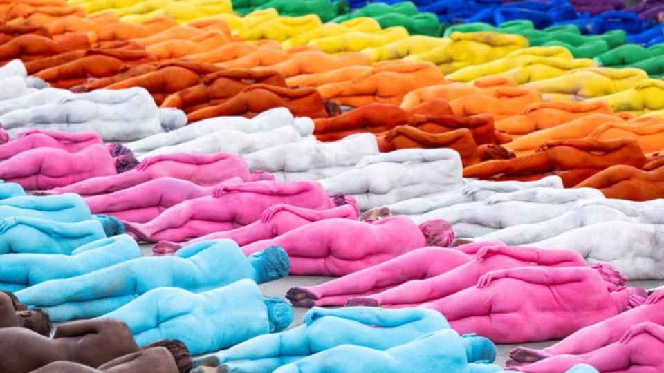 La obra de Spencer Tunik en Gran Canaria. AFP.