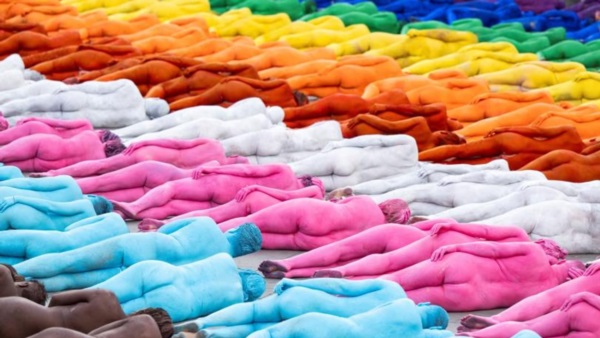La obra de Spencer Tunik en Gran Canaria. AFP.