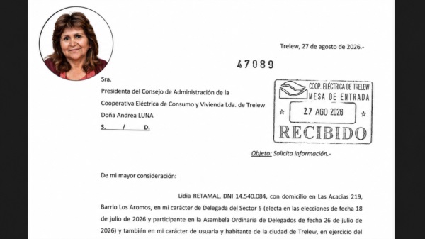 Facsímil de la nota presentada a la presidenta de la entidad.