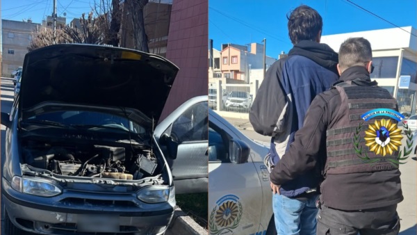 El hombre dañó el vehículo para sustraer la batería.