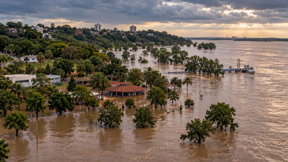 Un escenario extremo podría generar fuertes aumentos en los caudales y afectar a numerosas ciudades costeras del Litoral.