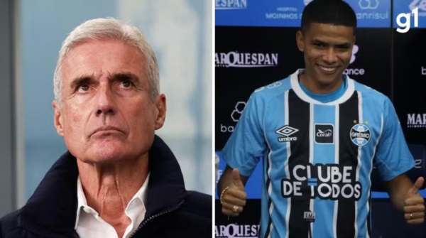 Víctimas. Castro, DT de Gremio, y Enamorado, jugador del club.