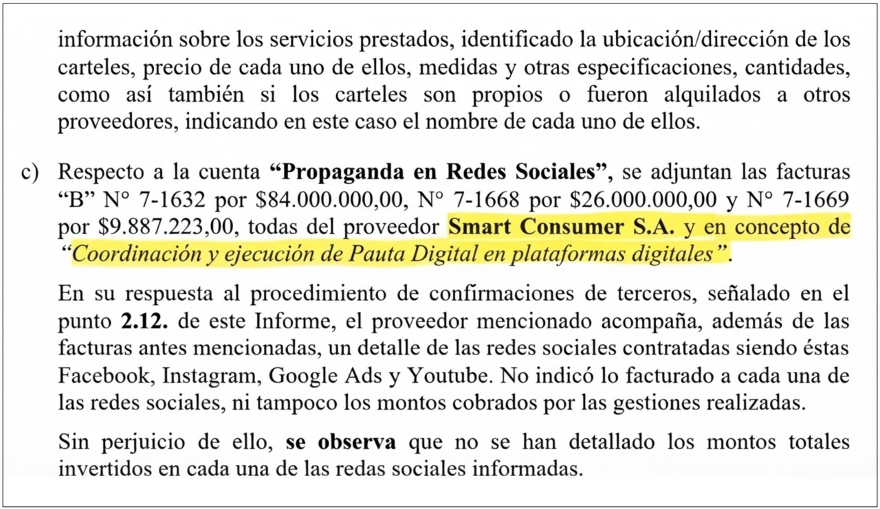 Los auditores pusieron la lupa en los millonarios pagos a consultoras por la campaña de 2025.