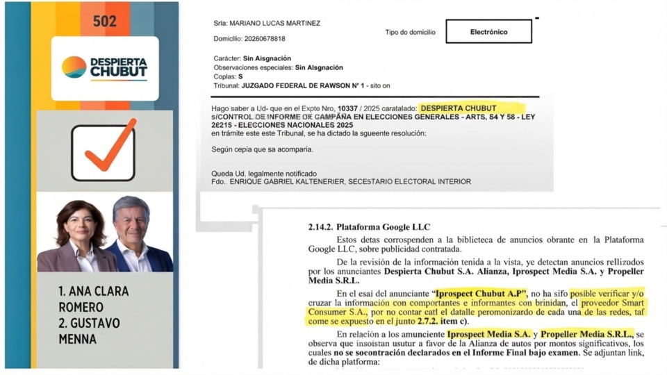 Romero-Menna, la fórmula para Diputados que presentó Despierta Chubut en 2025.