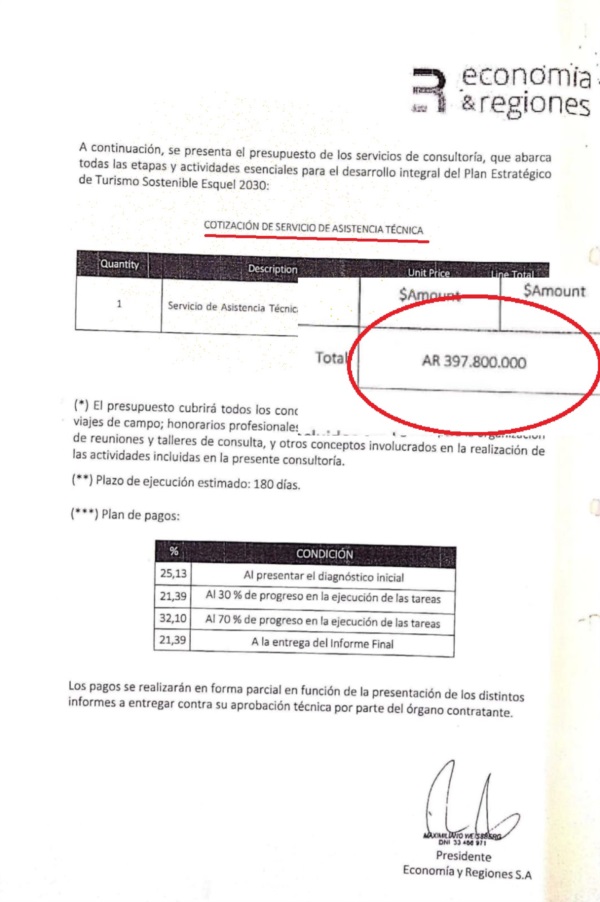 Otro hallazgo. El presupuesto de E&R explicita el costo total del servicio.