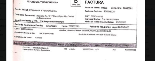 "Cuota N° 1", el dato que interpela la explicación de Taccetta, que asegura que el costo total fue de $ 100 millones.