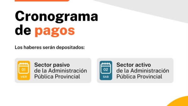 Cronograma de pago de septiembre.