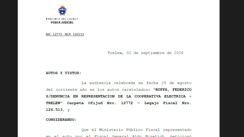 Facsímil de la resolución de la jueza Marín.